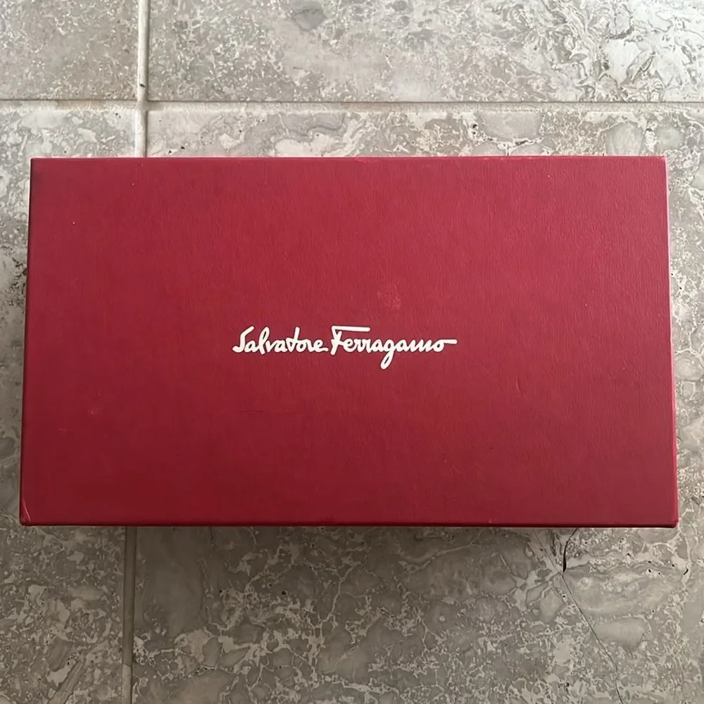 Salvatore Ferragamo Rhodes Black & Silver-Tone Slide Sandals, Size 10.5, New